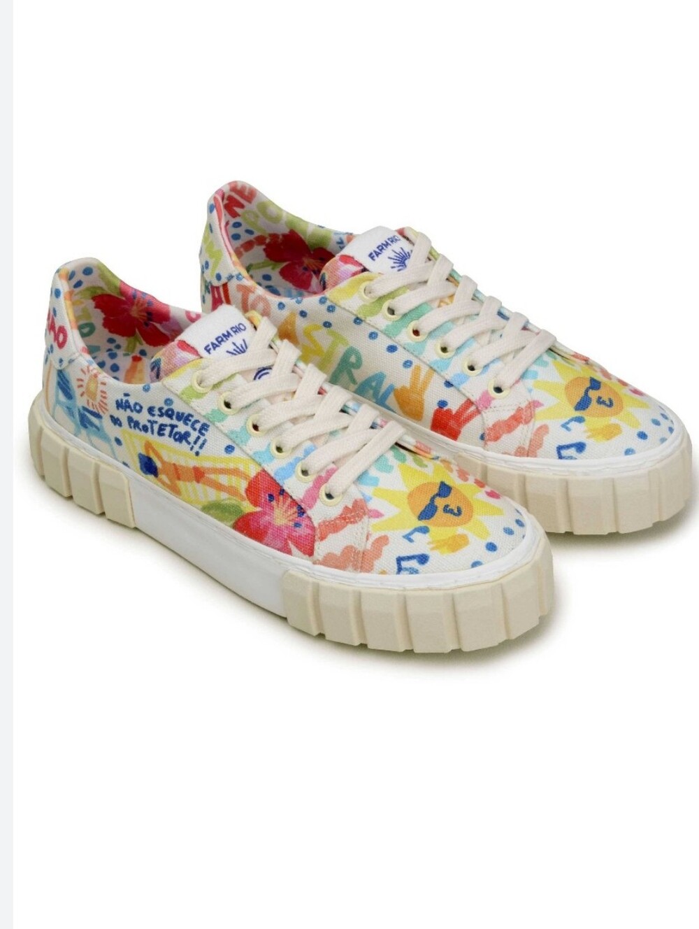 New Farm Rio Sunny Days Platform Sneakers Canvas Vibrant Size 7.5